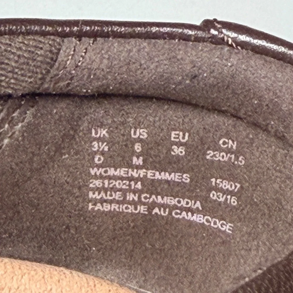 Clarks Collection Everlay Luna Shoes Sz 6 Brown Leather Hook Loop Strap Slip On